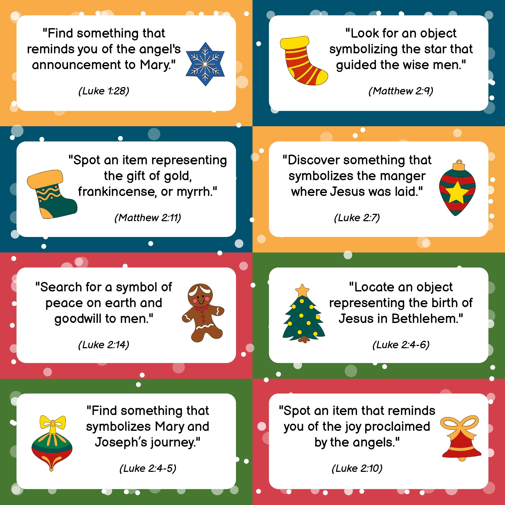 Bible Verse Christmas Scavenger Hunt Printables