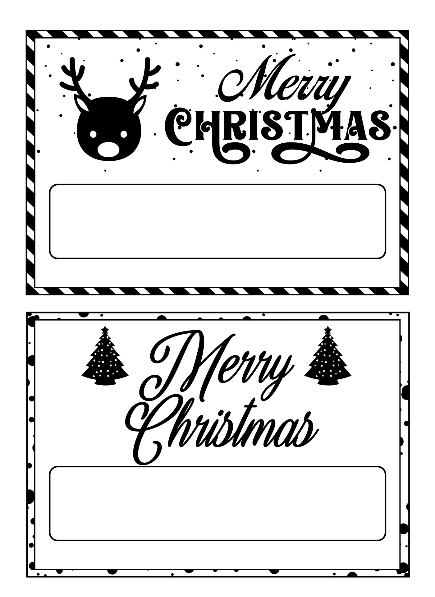 Black and White Christmas Name Tags for Holiday Parties