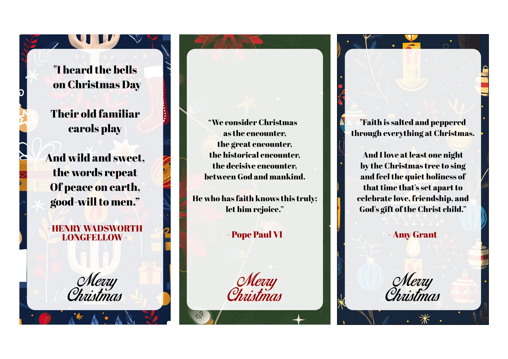 Christian Christmas Bookmarks with Quotes