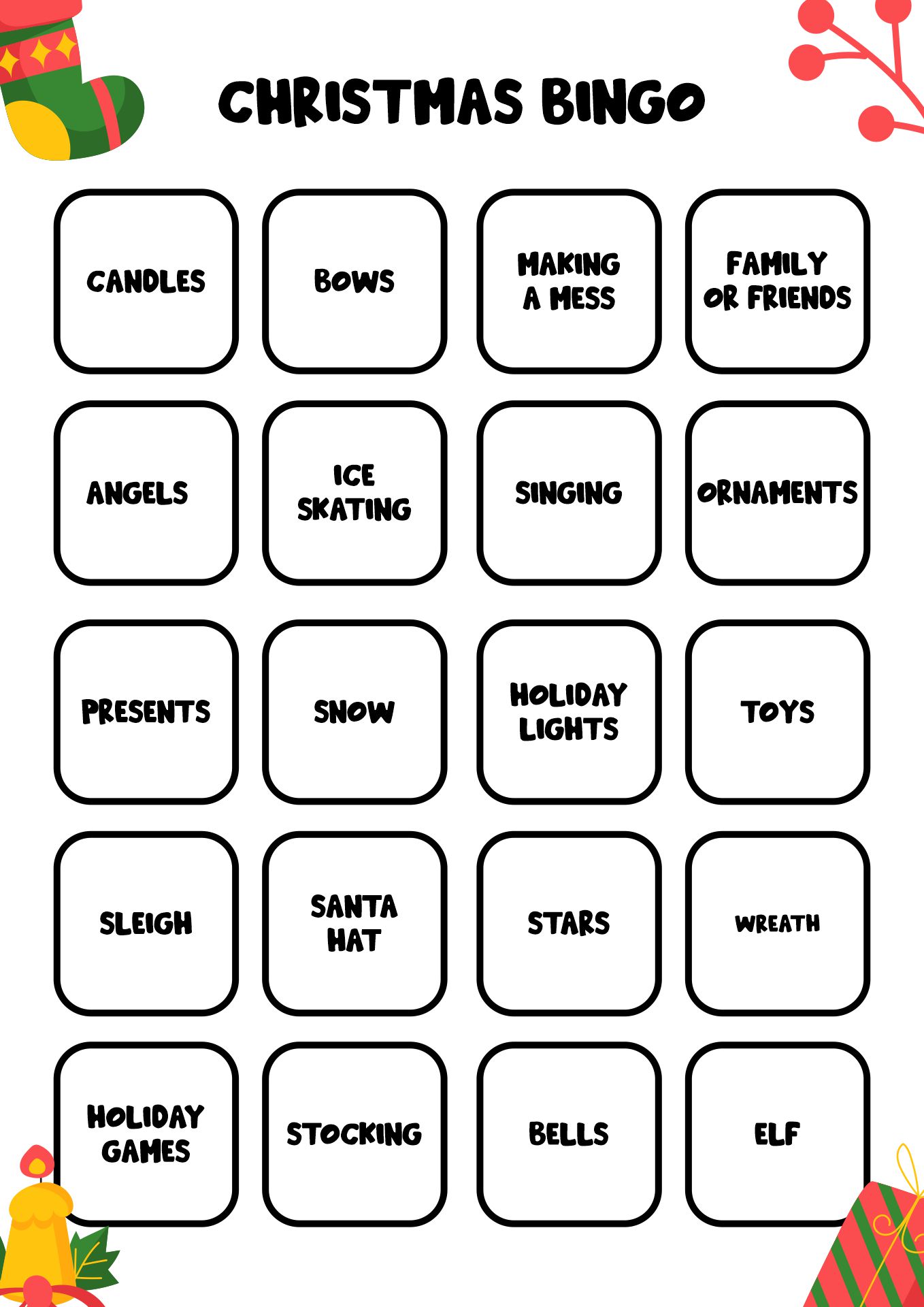 Christmas Bingo Game Cards Pack 20