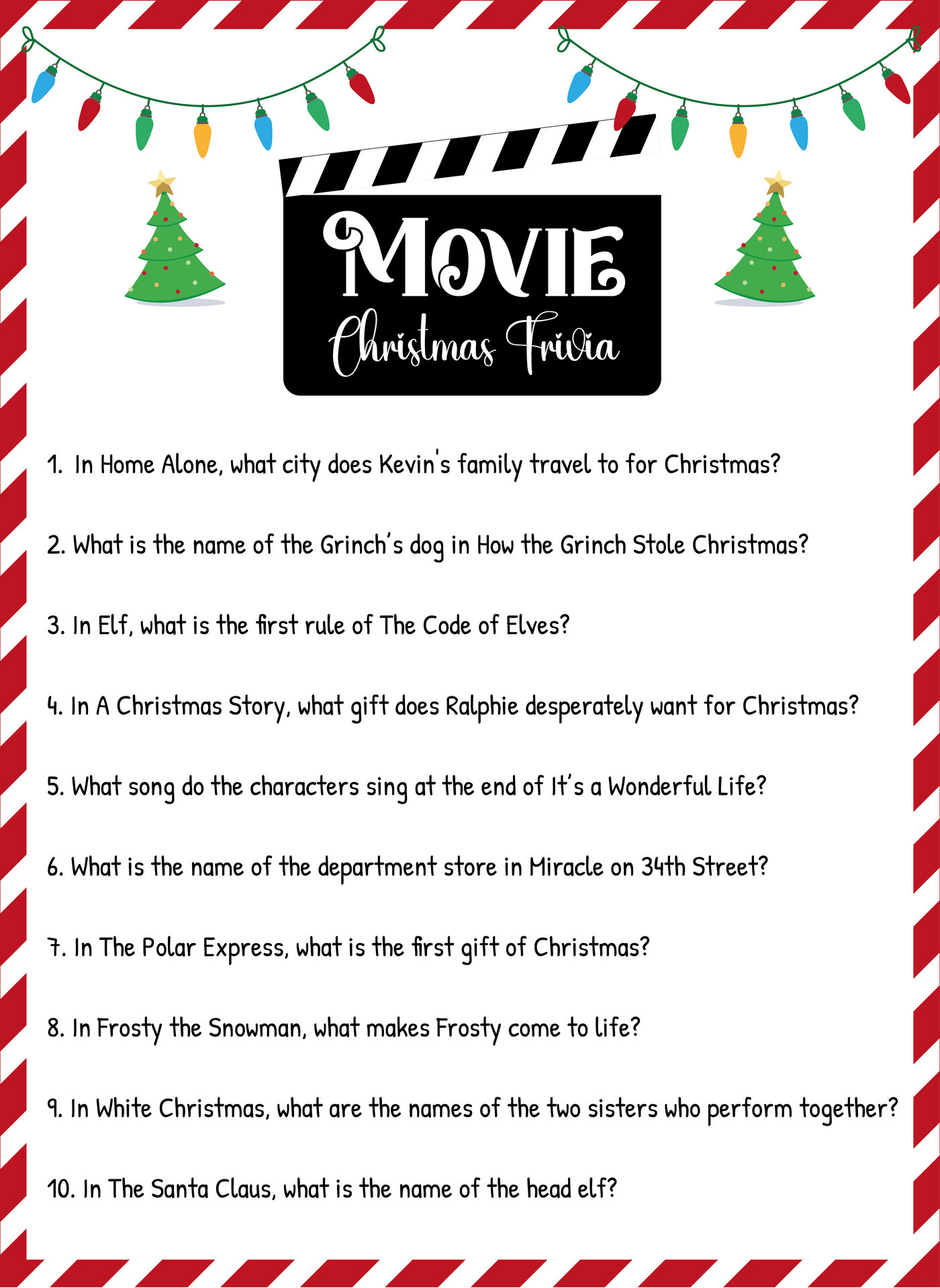 Christmas Classic Movie Trivia for Adults