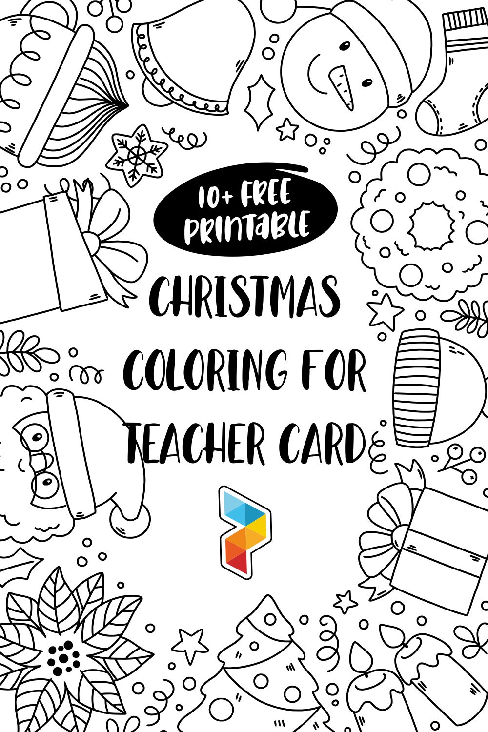 Christmas Coloring  For Teacher Card