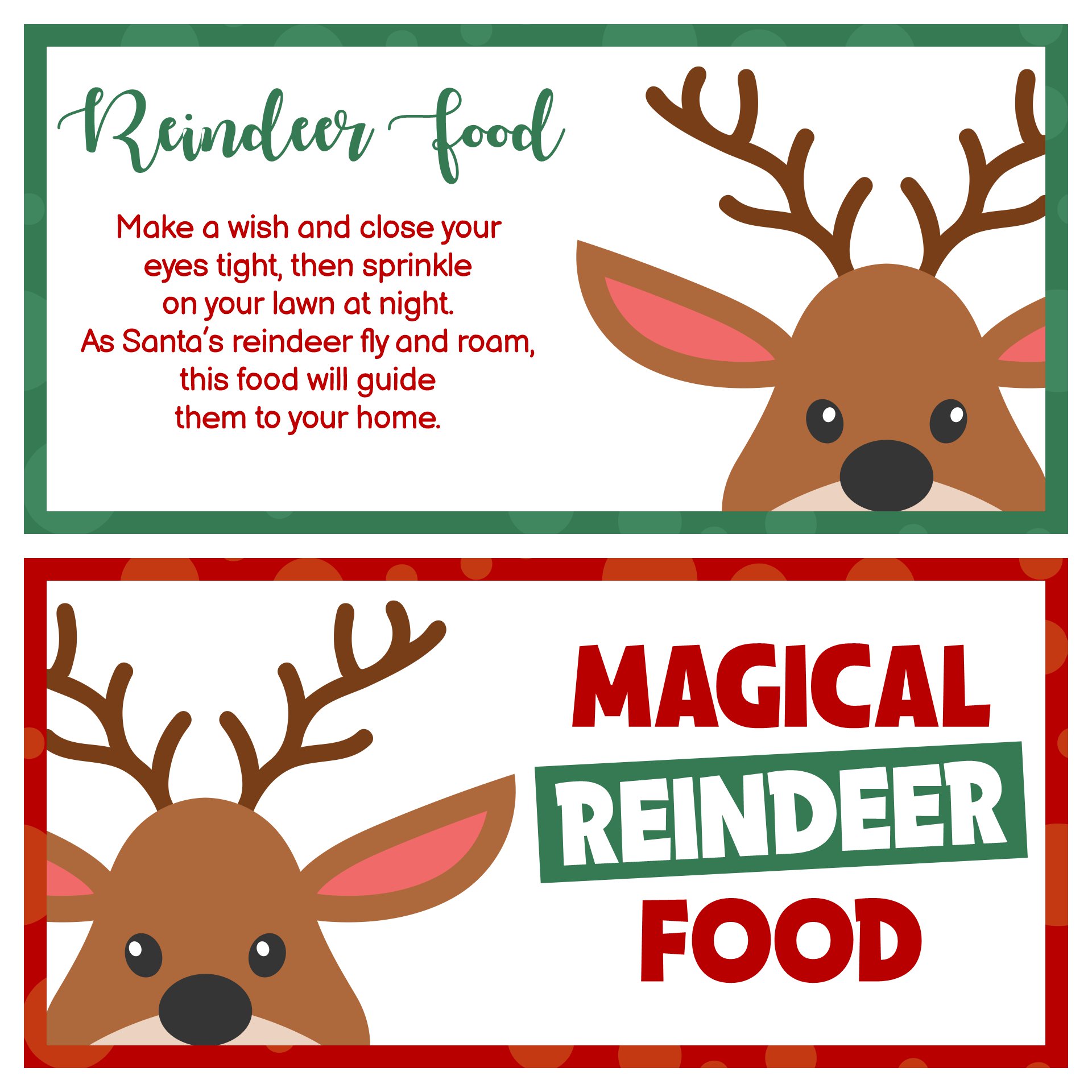 Christmas Eve Magic Reindeer Food Bag Topper Printable