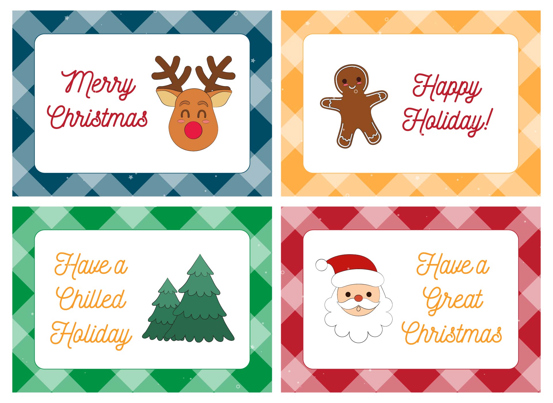 Christmas Greeting Printable Card Sets