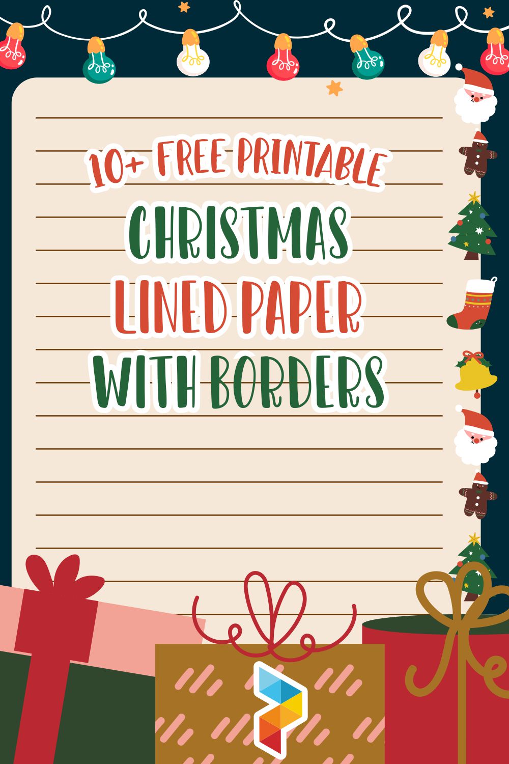 Christmas Lined Paper With Borders