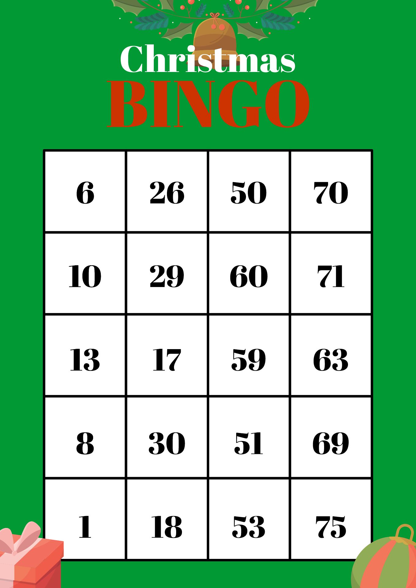 Christmas Party Bingo Printable 20 Cards