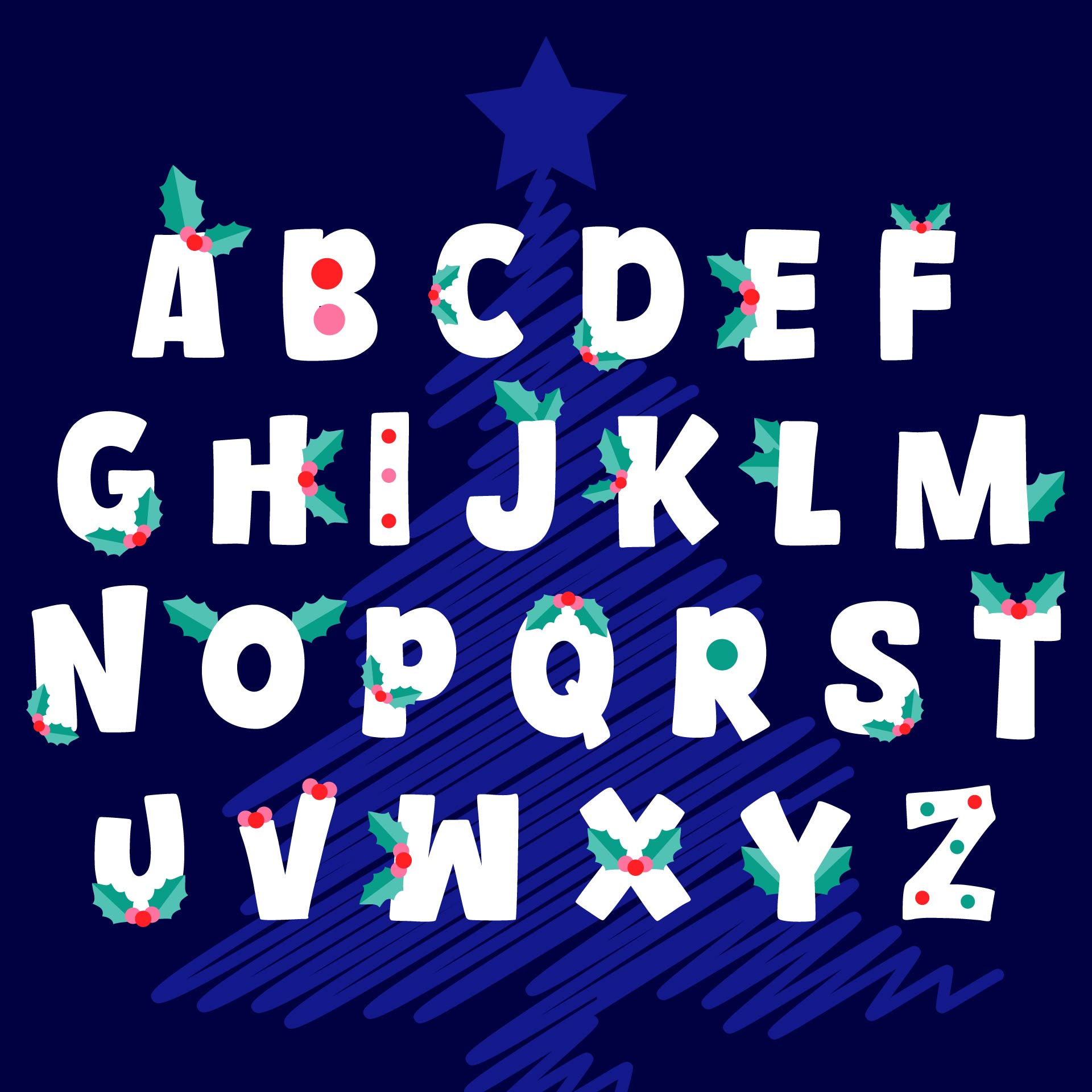 Christmas Tree Alphabet Stencils