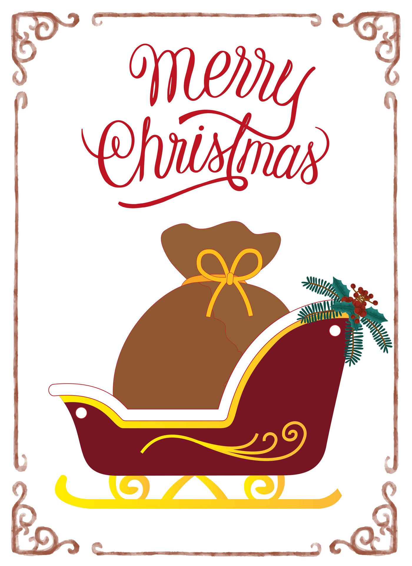 Classic Vintage Sleigh Christmas Decor Print