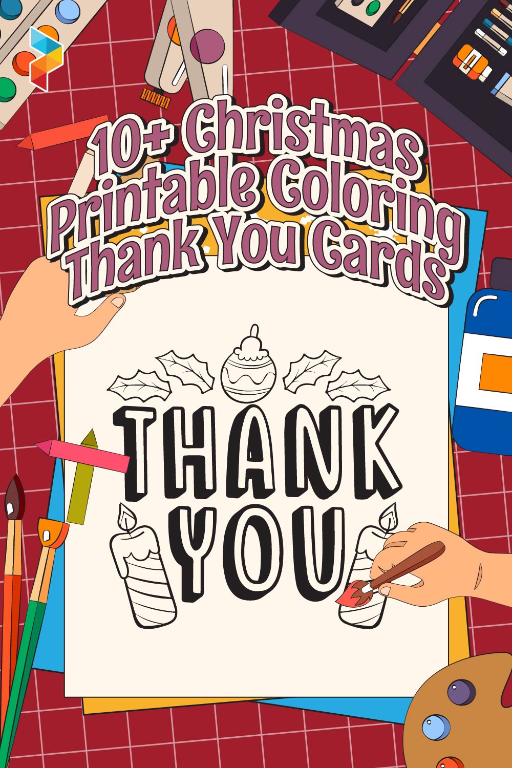 Christmas  Coloring Thank You Cards