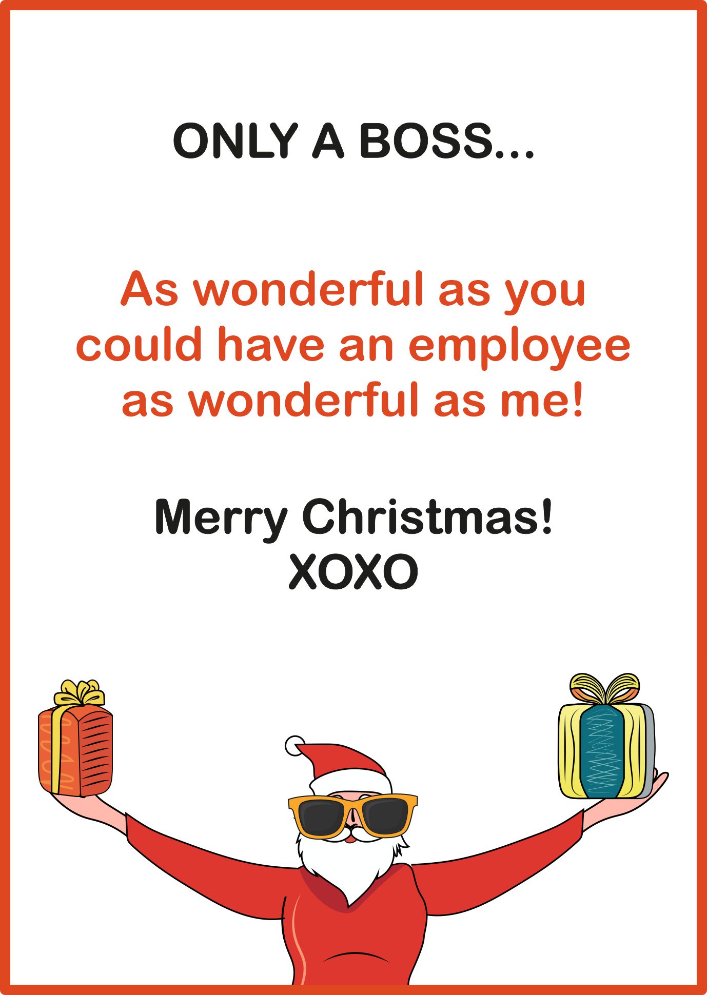 Creative Printable Christmas Cards for Boss