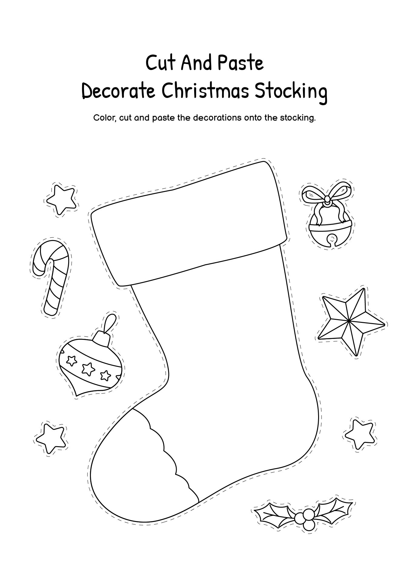 Cut and Paste Christmas Stocking Craft