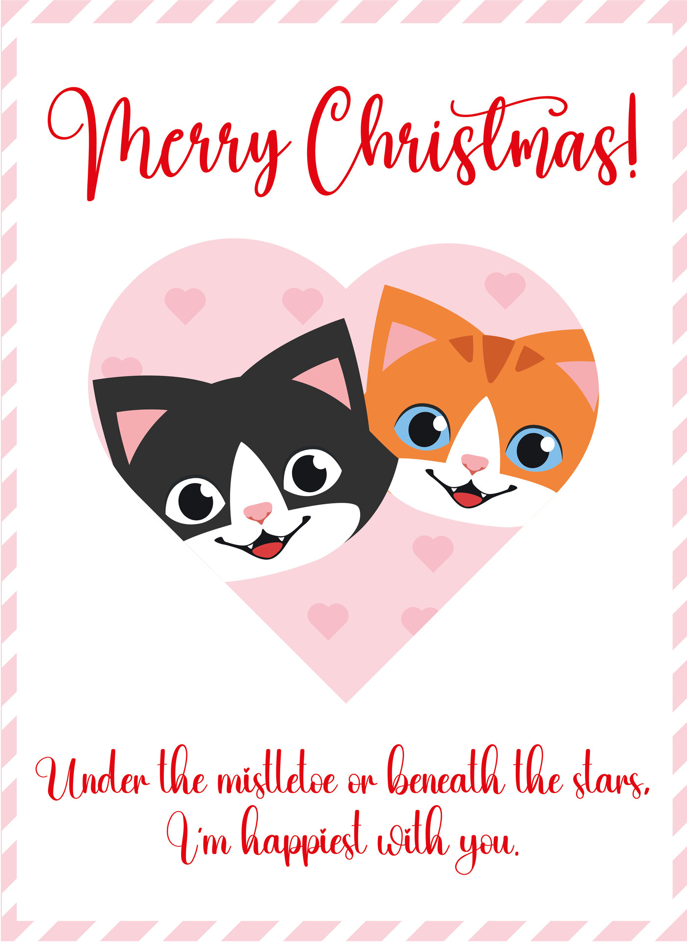 Cute Cats Romantic Sister Christmas Card