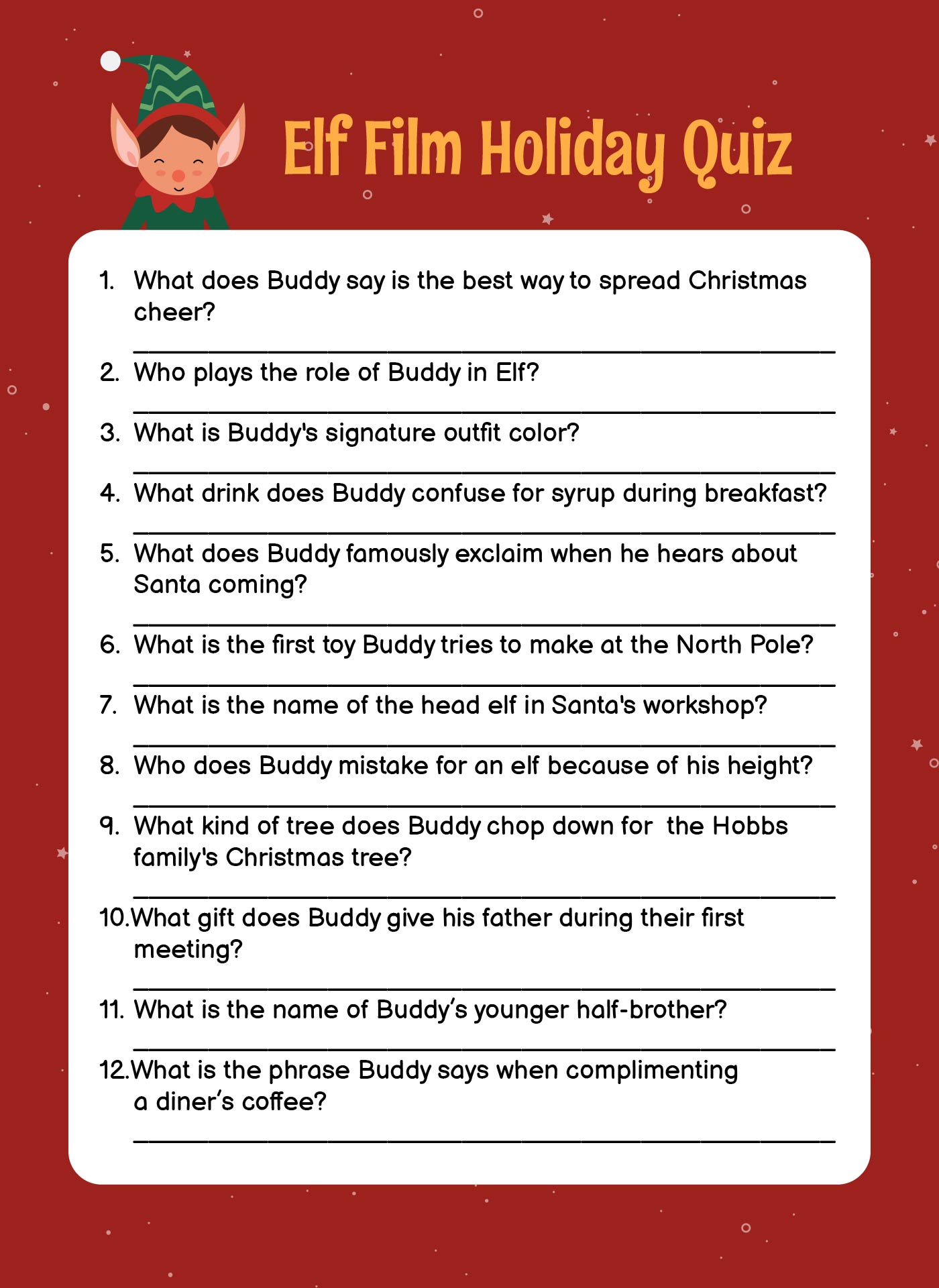 Elf Film Holiday Party Game