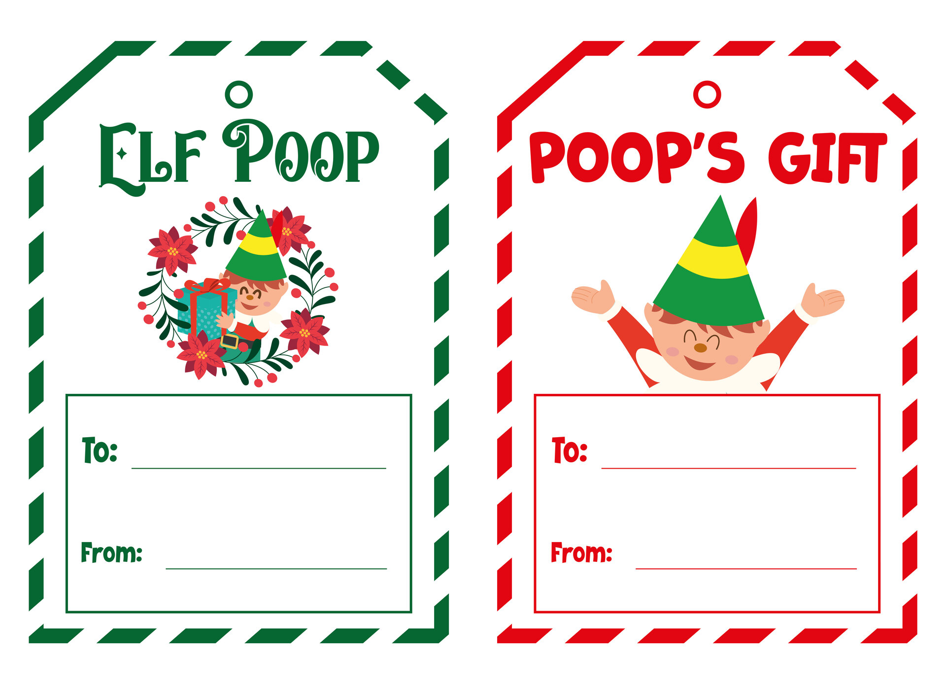 Elf Poop Gift Tag Printables for Christmas