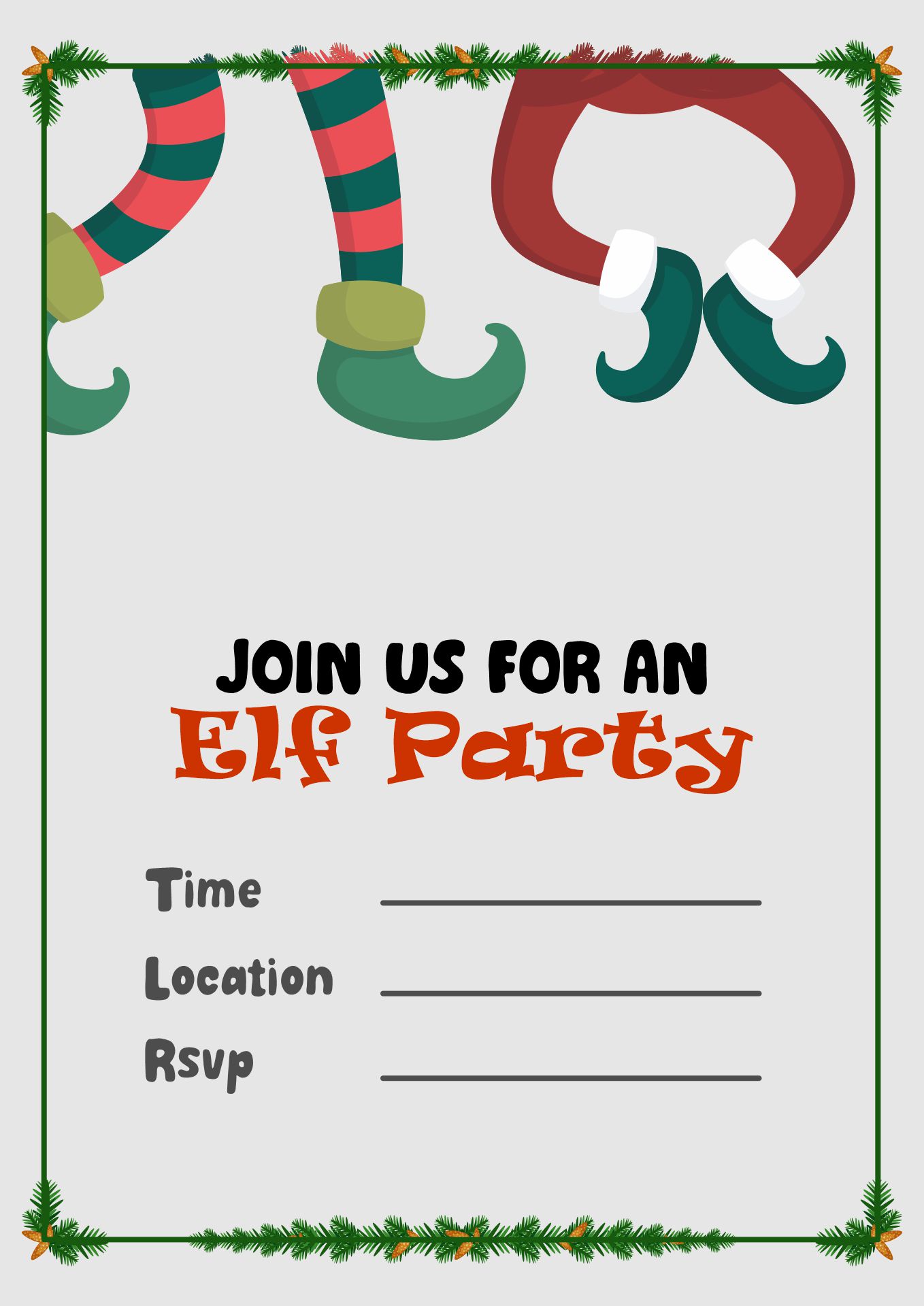 Elf-Themed Party Invitations