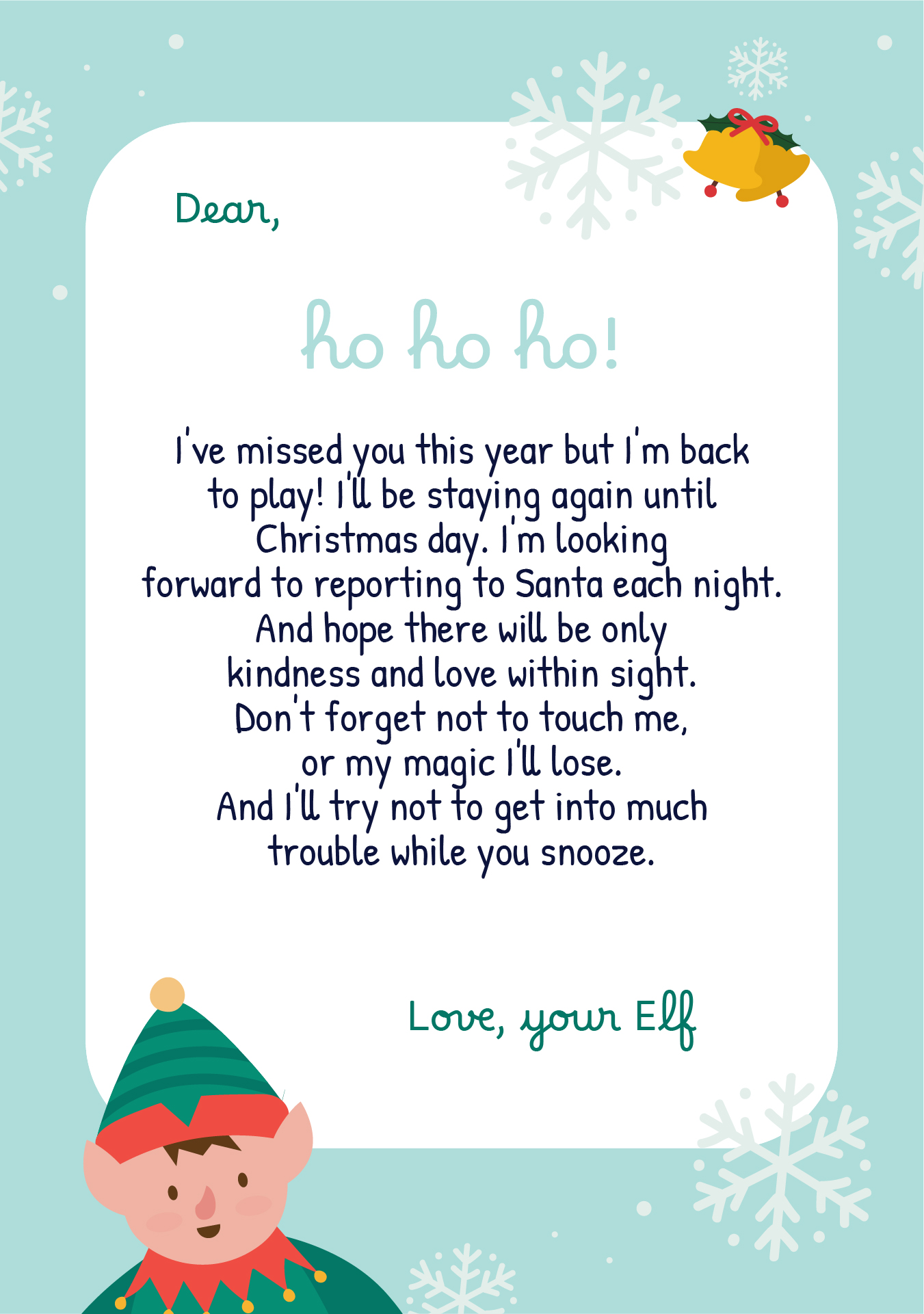 Festive Elf Letter Templates for Children