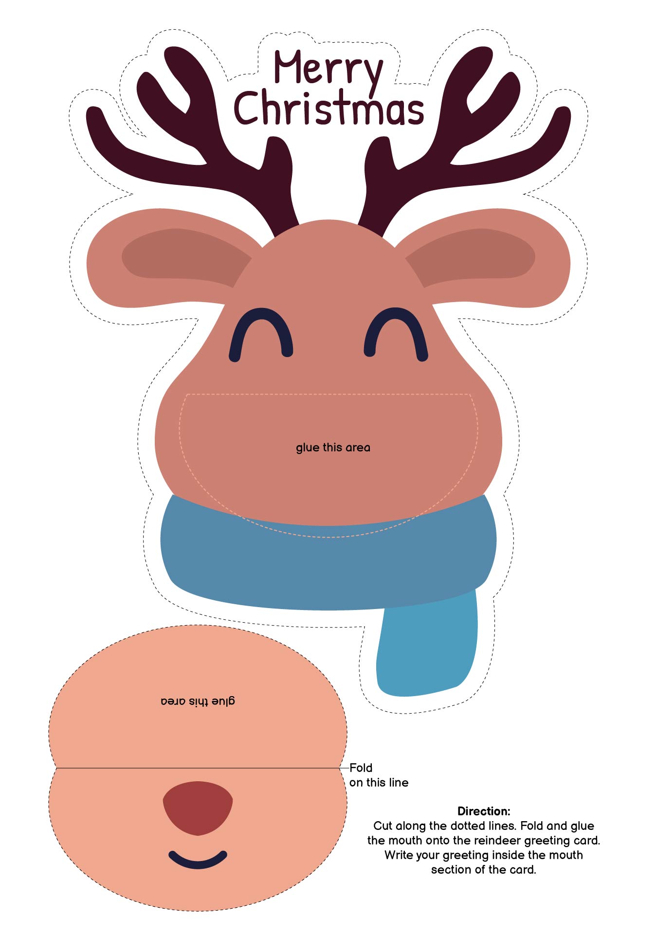 Festive Reindeer Card Designs Printable