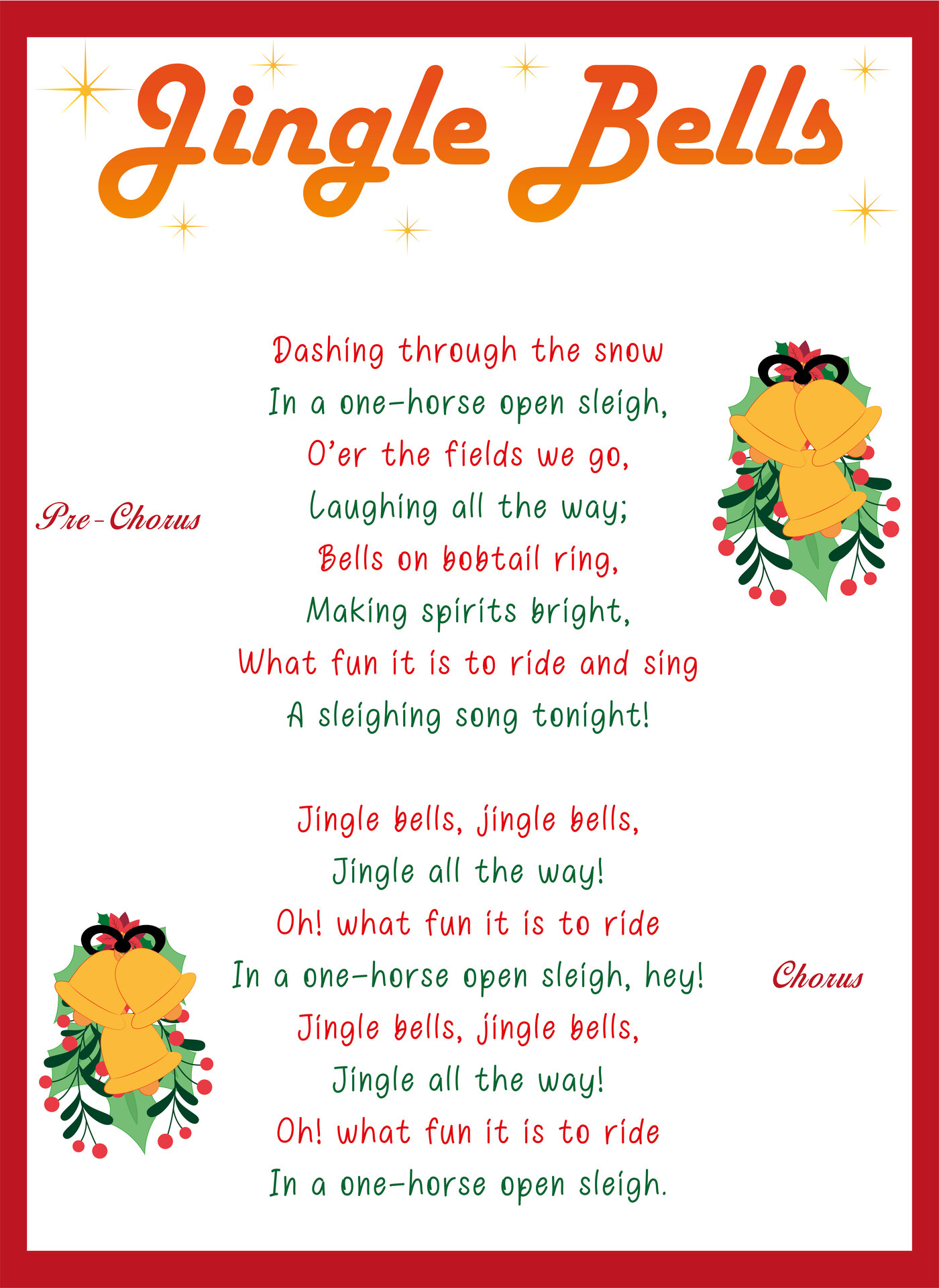 Festive Song for Caroling Printable