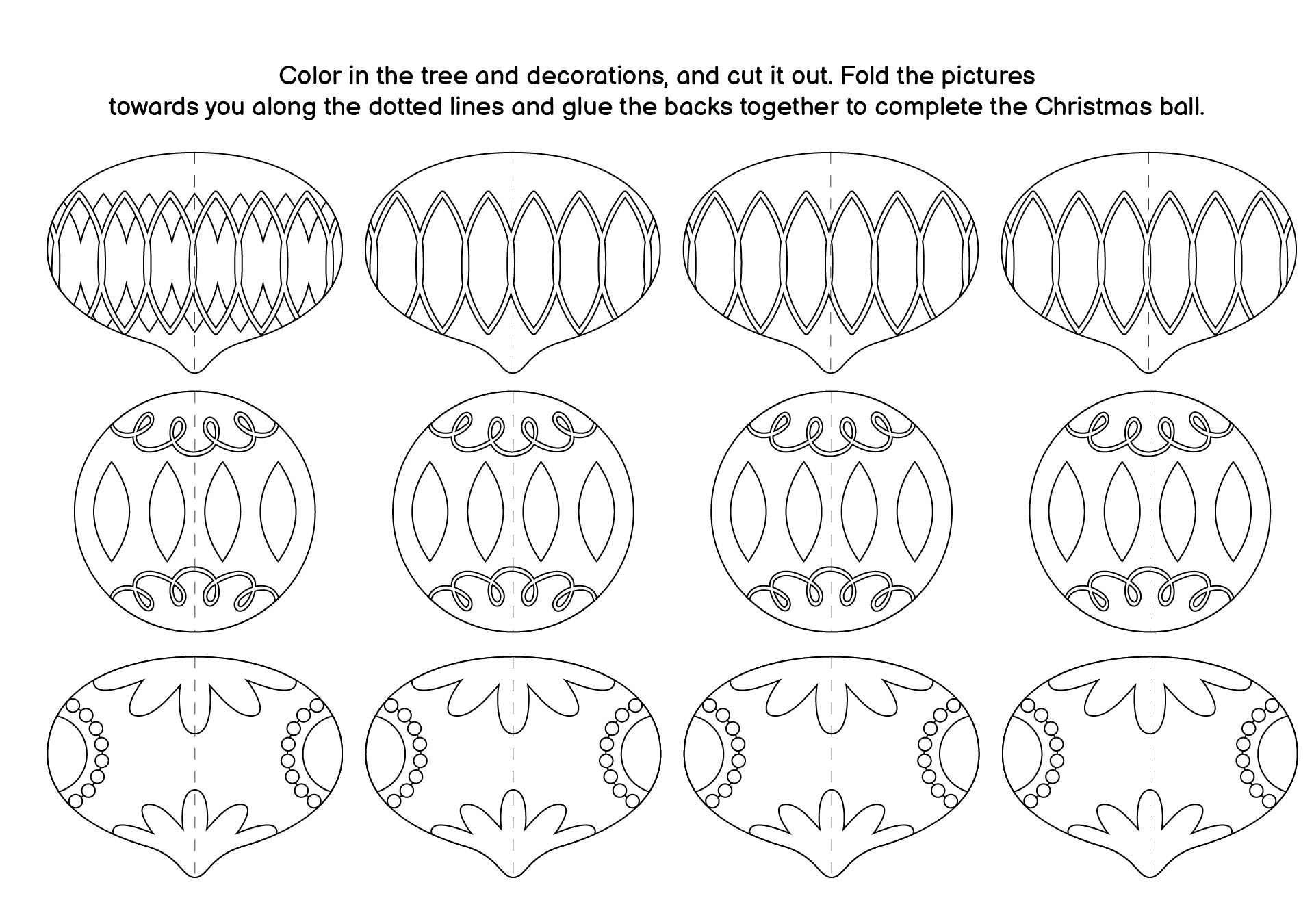 Folded Paper Christmas Decorations Craft Template