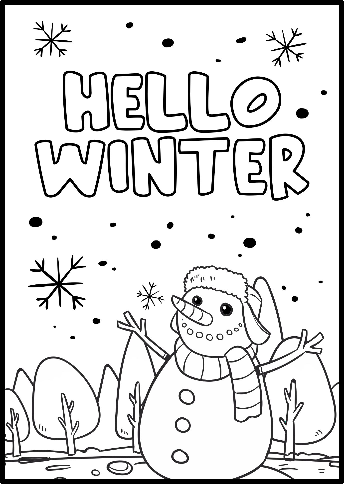 Frosty the Snowman Winter Scene Coloring Pages