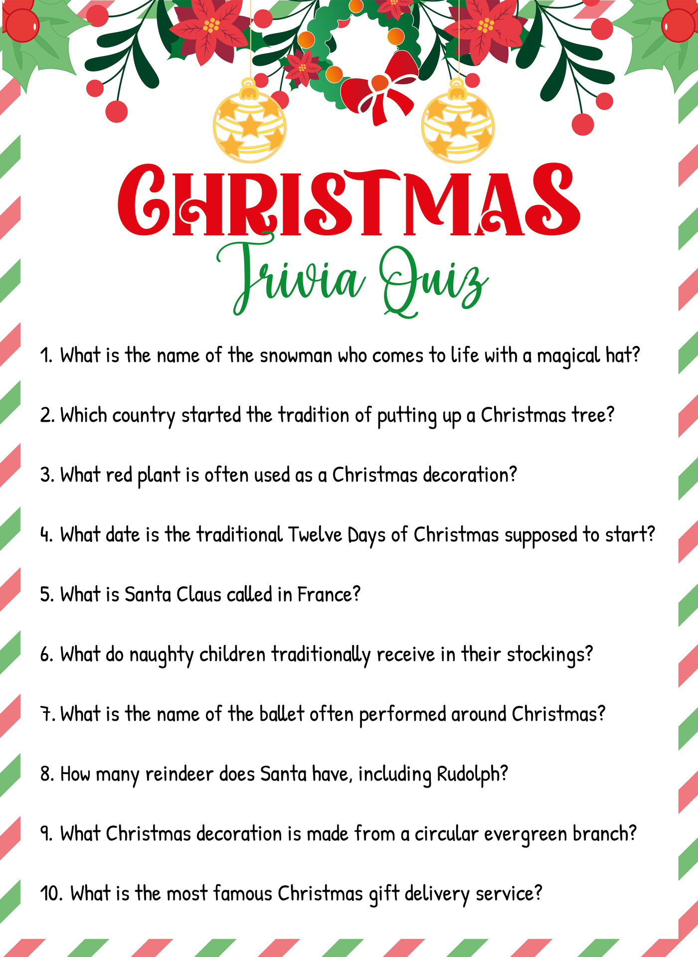 Fun Family Christmas Quiz Questions