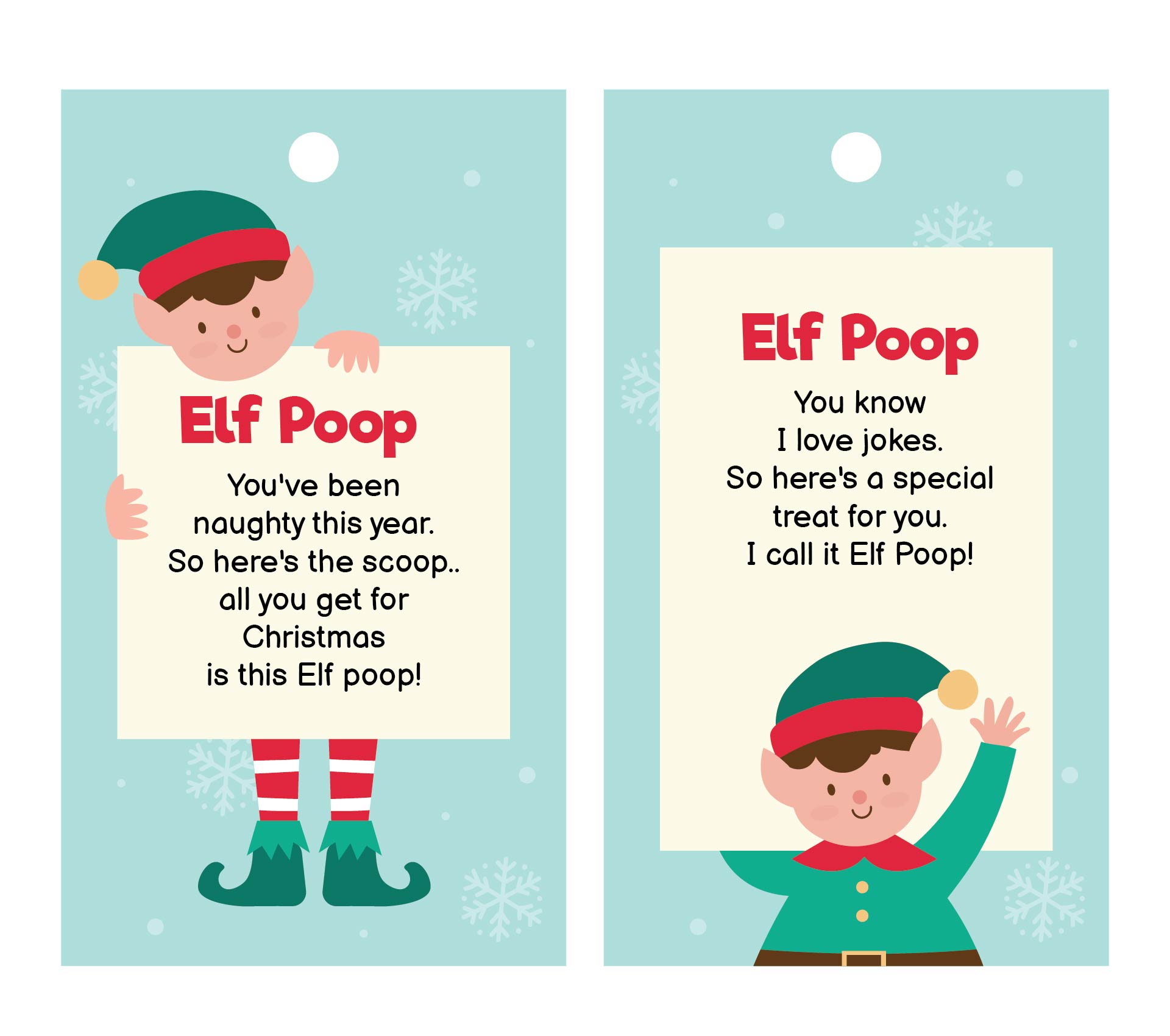 Funny Elf Poop Tag Printable