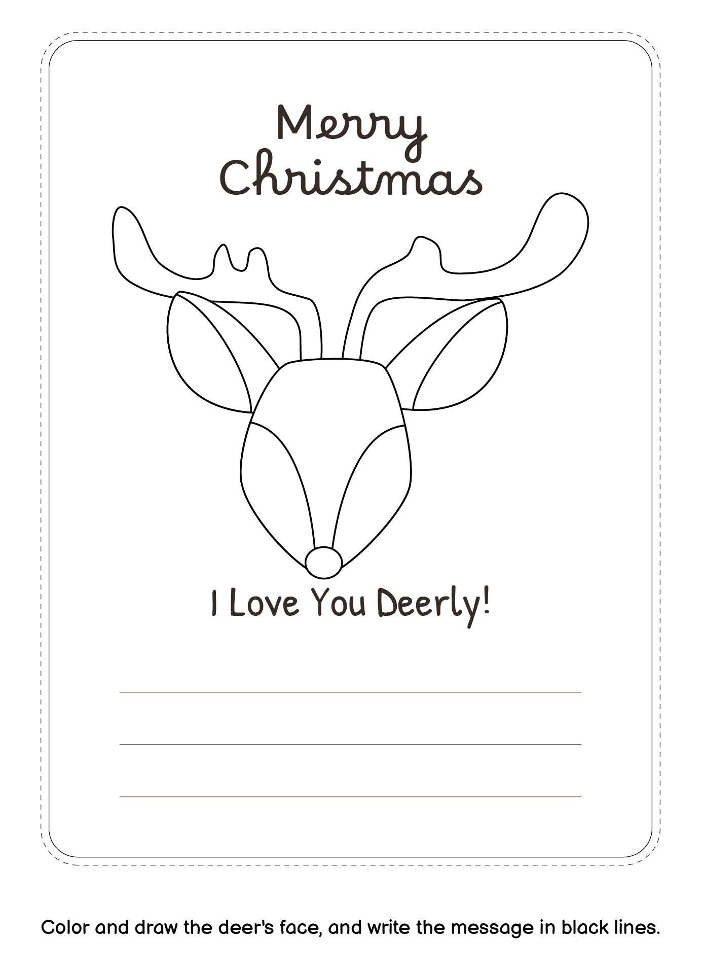 Handmade Reindeer Holiday Card Printables