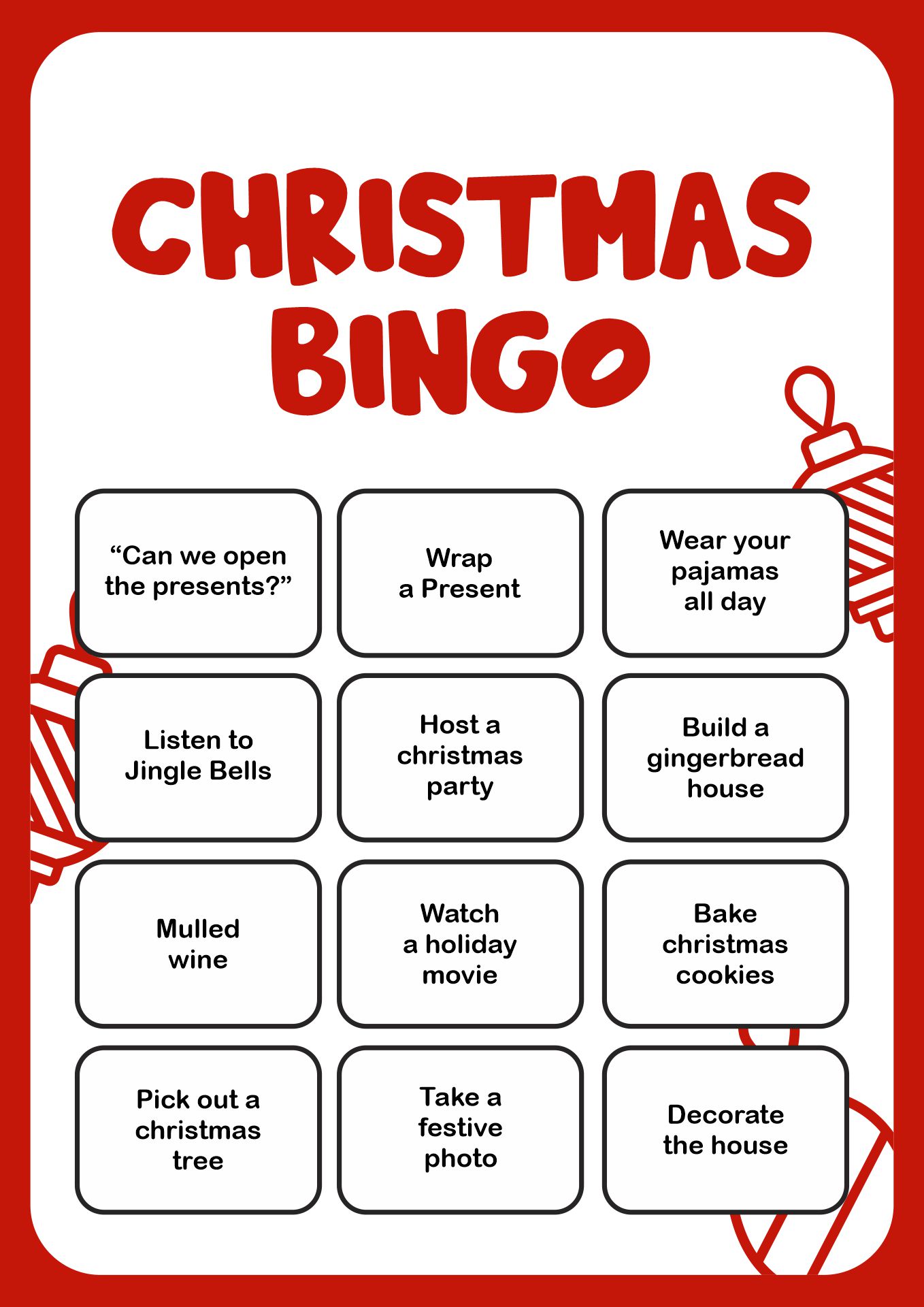 Holiday Bingo Game Kits for Families