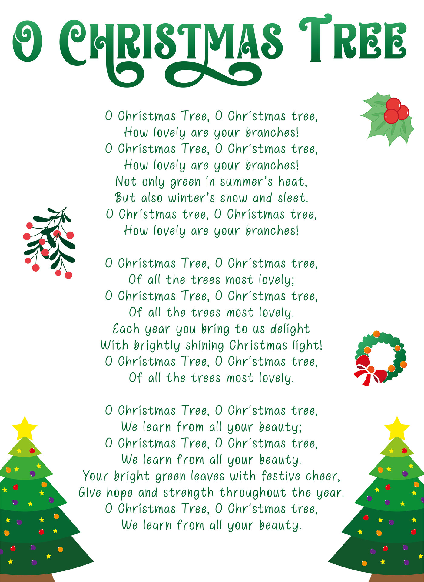 Holiday Carol Song Printable