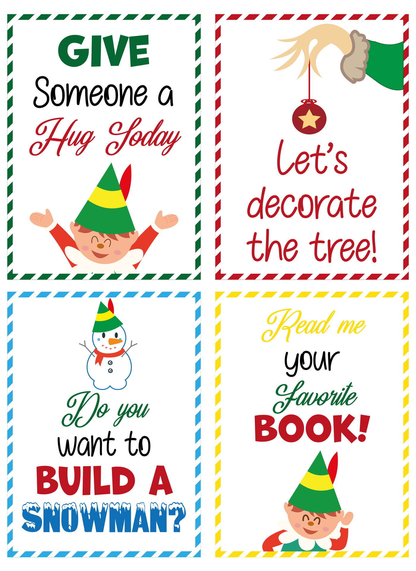 Holiday Elf Notes Printables