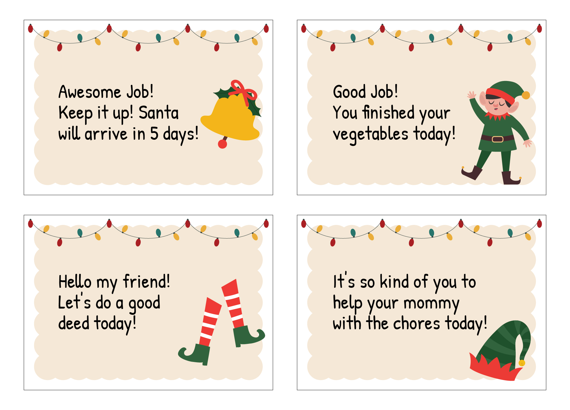 Holiday Elf Printable Notes