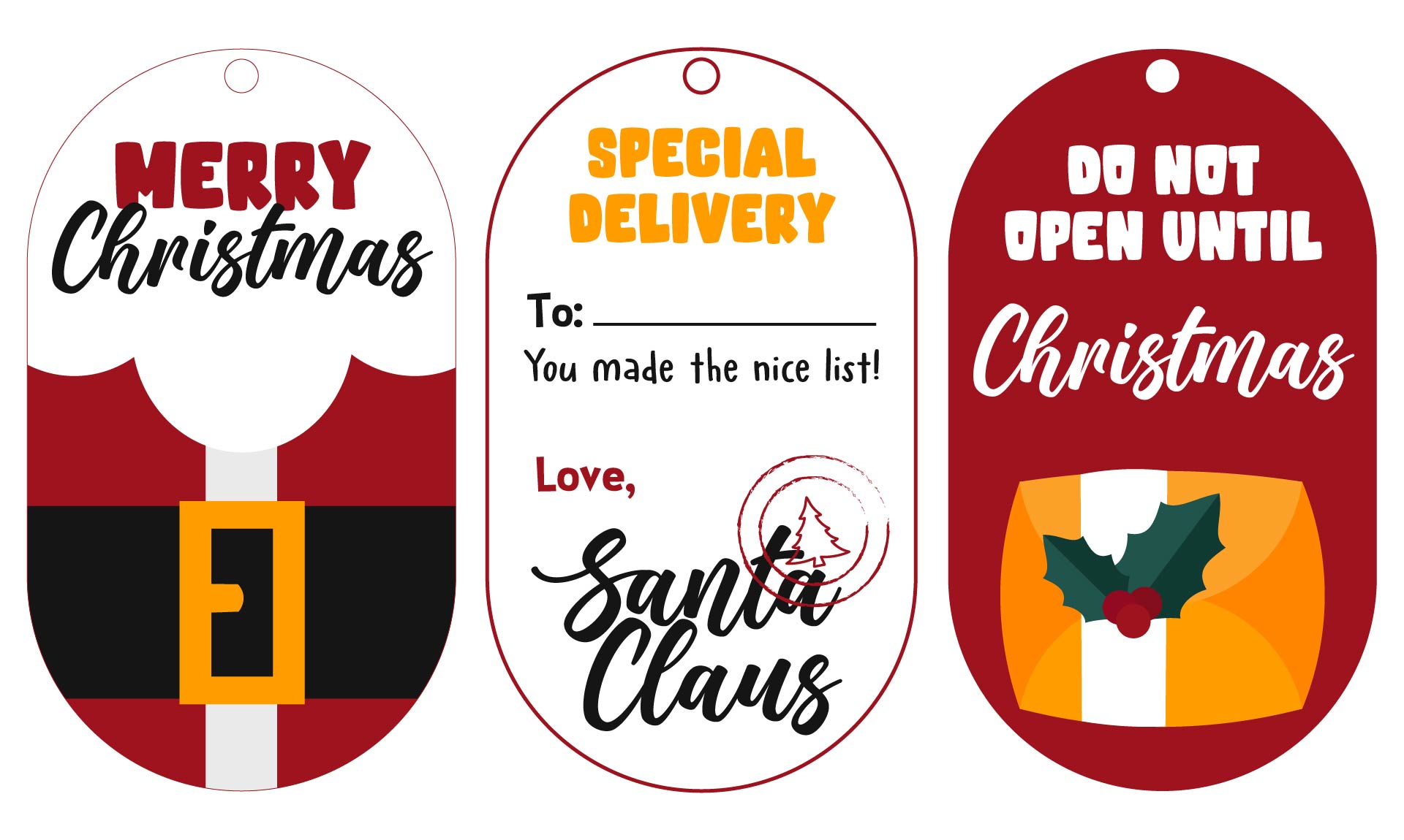 Holiday Gift Tags From Santa Printable