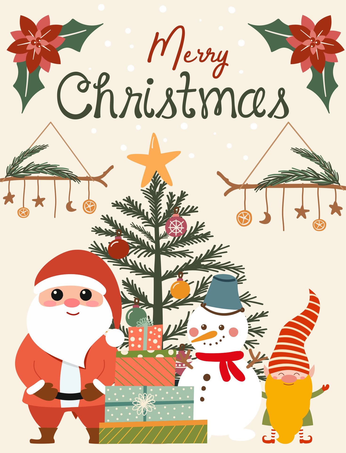 Holiday Greeting Cards with Cartoon Characters for Kids