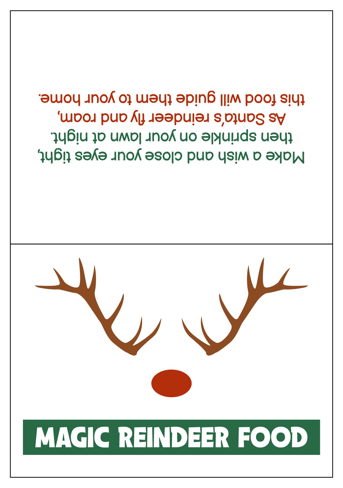 Holiday Magic Reindeer Food Recipe Card Printable