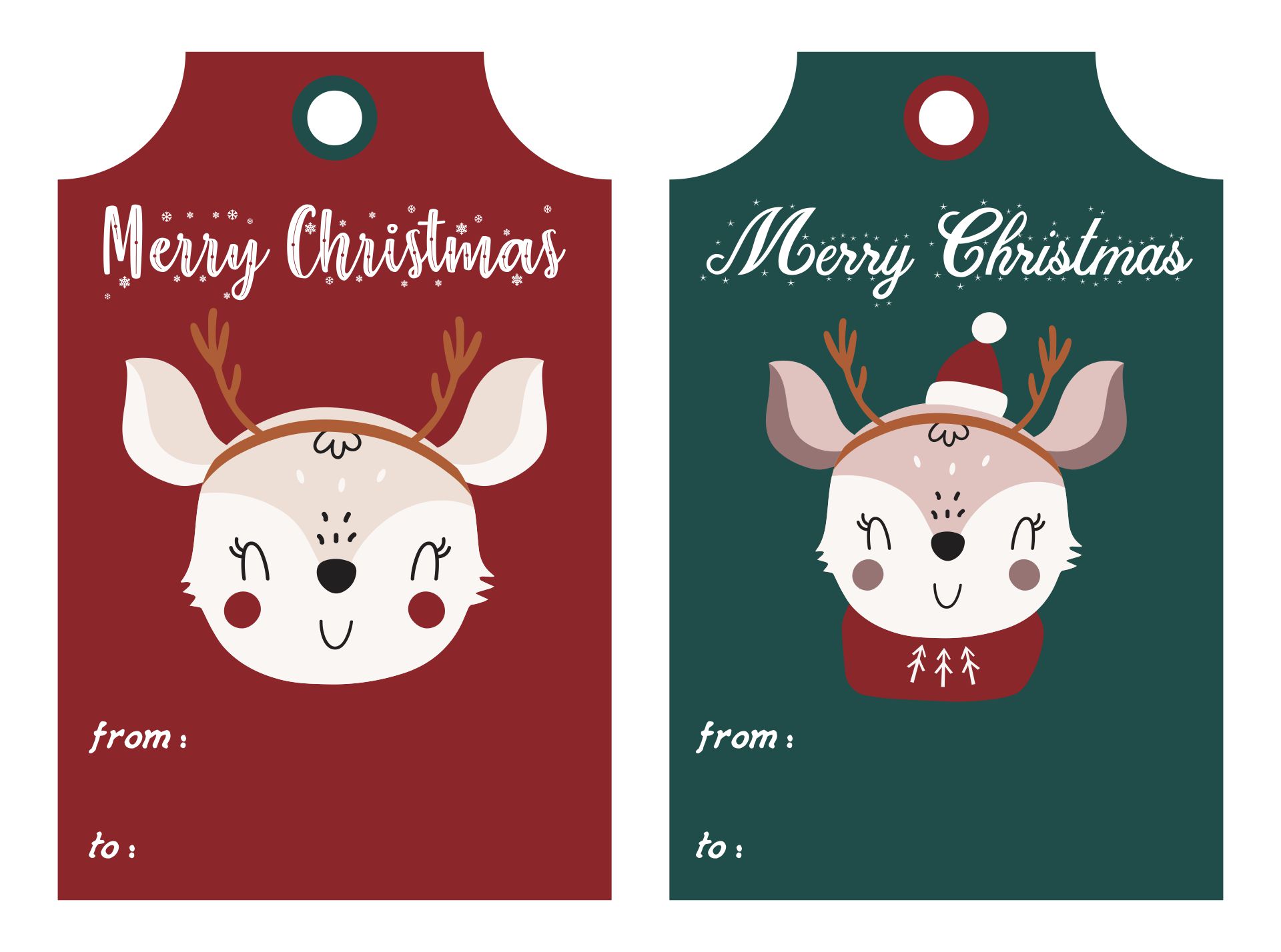 Holiday Reindeer Printable Tags for Presents