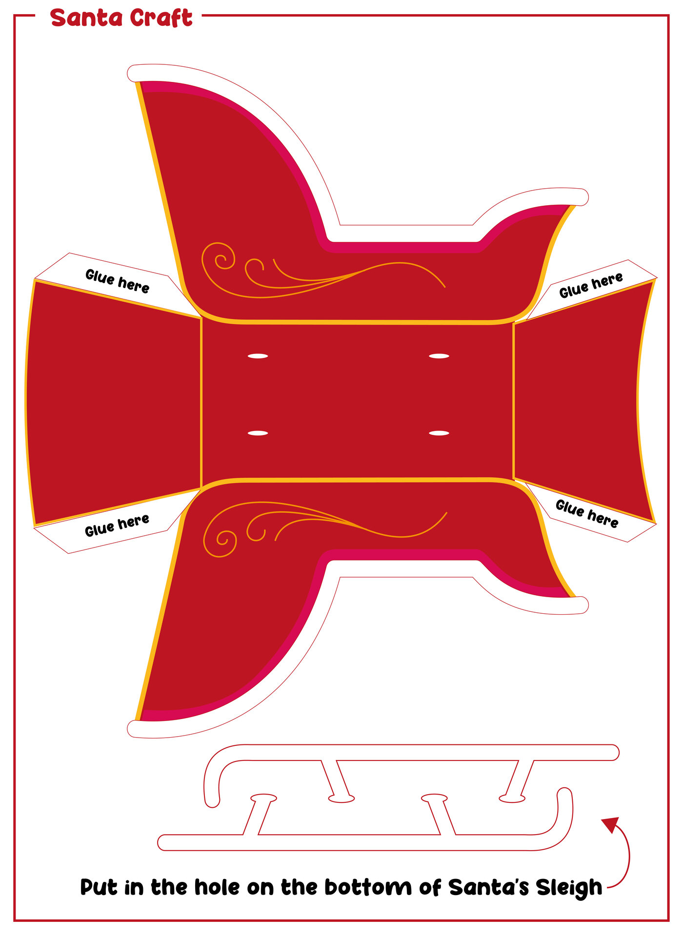 Holiday Santa Sleigh Paper Model