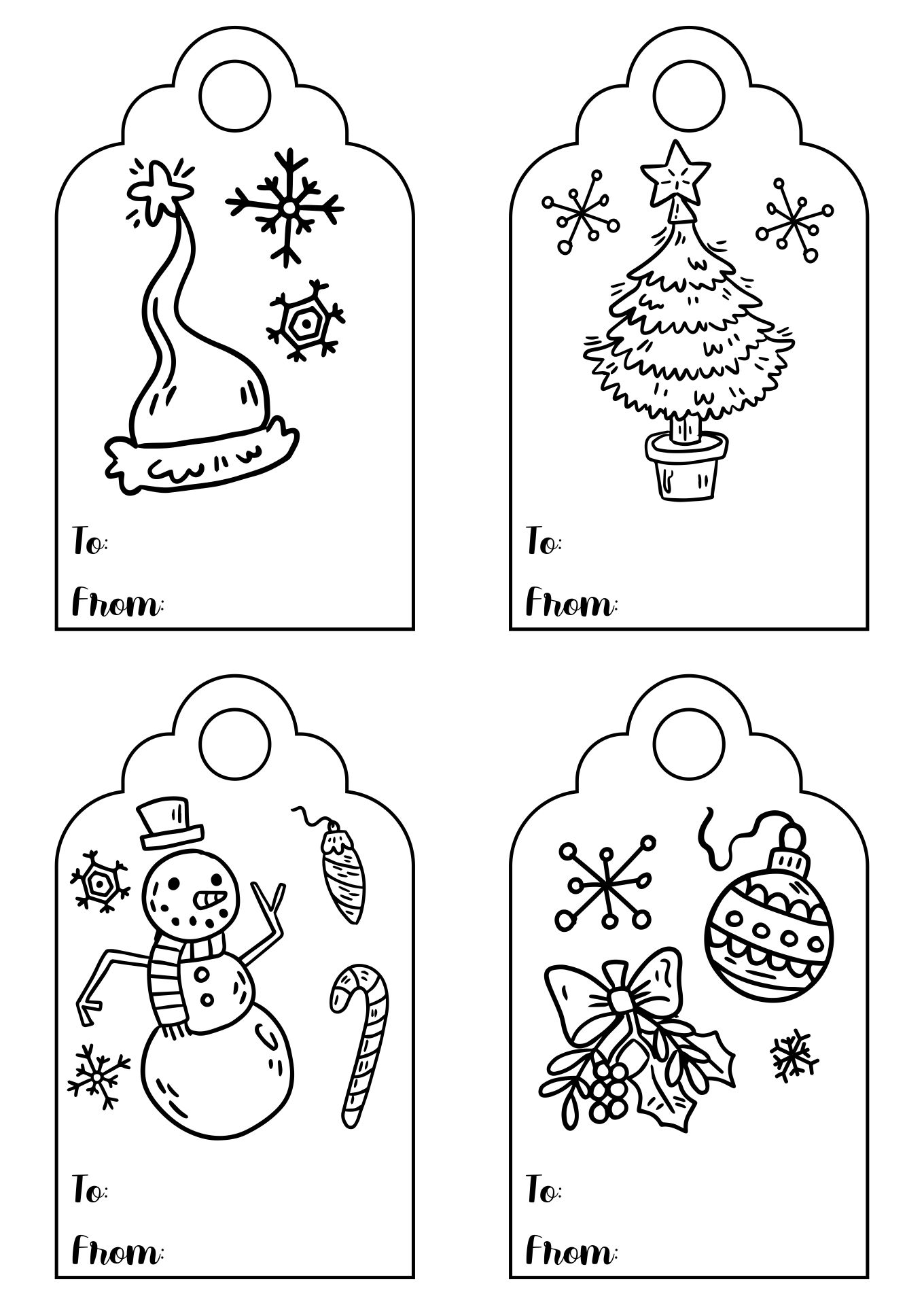 Holiday Themed Printable Gift Tag Labels