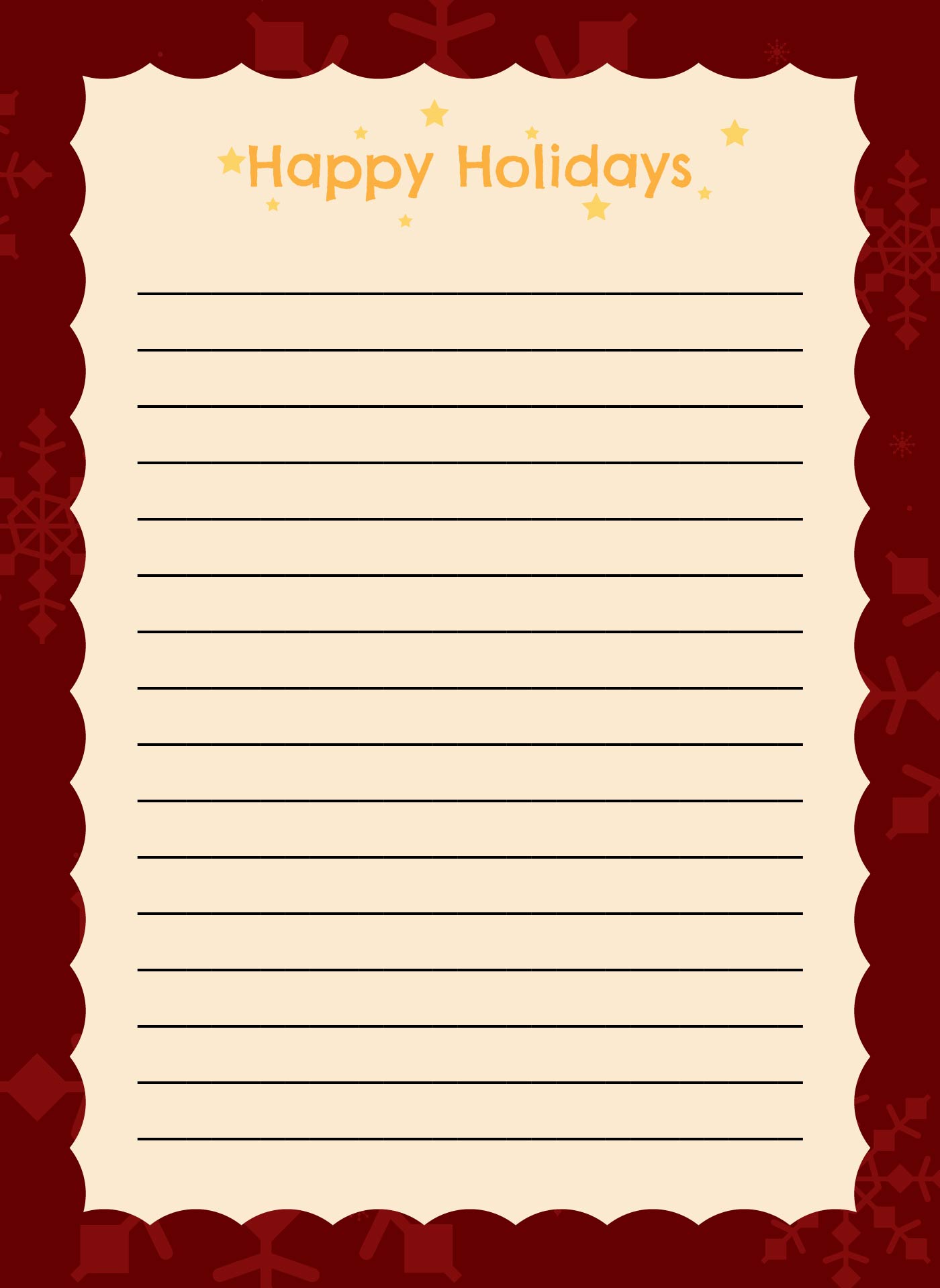 Holiday Themed Printable Note Cards