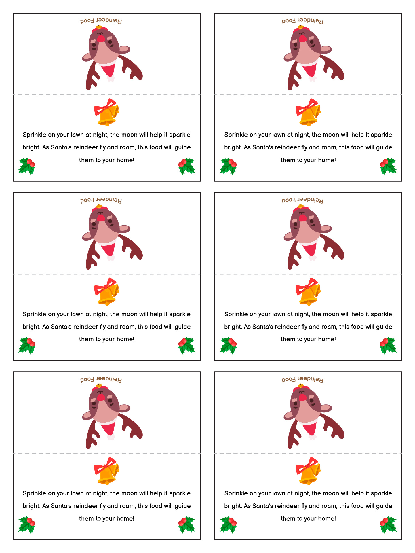 Holidays Reindeer Food Printables