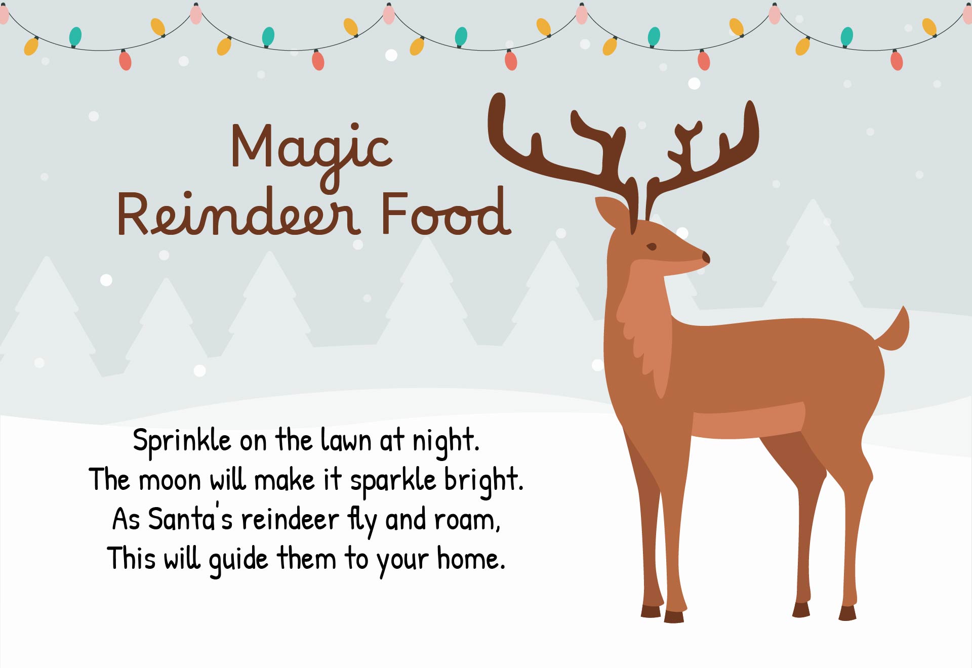 Homemade Reindeer Food Recipe Card