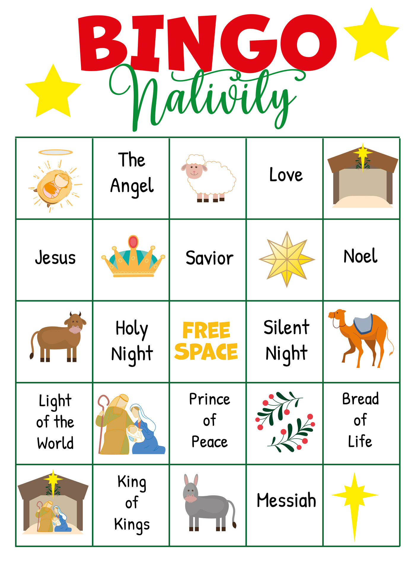 Interactive Nativity Christmas Bingo for Church Groups