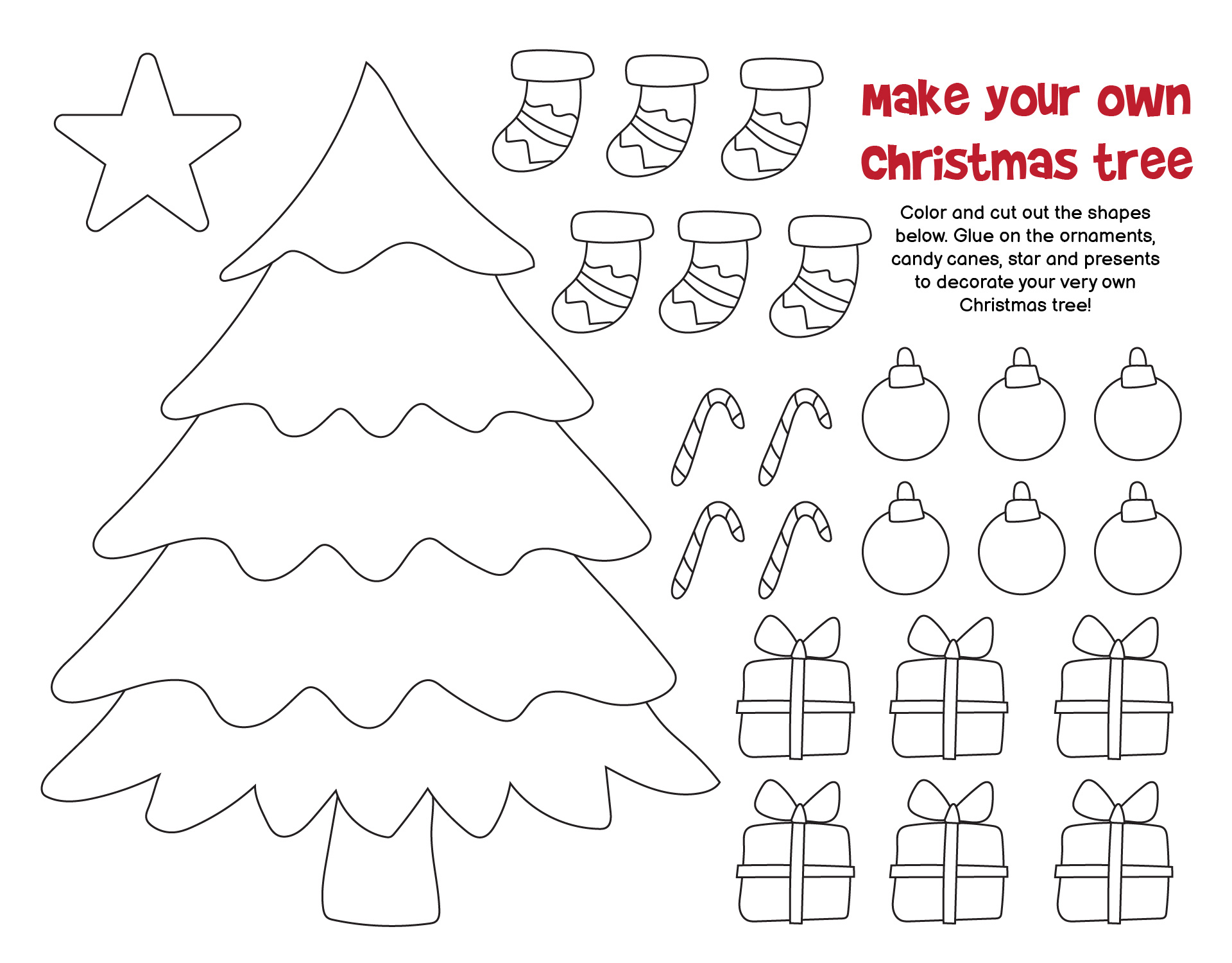 Kids Christmas Tree Craft Sheets