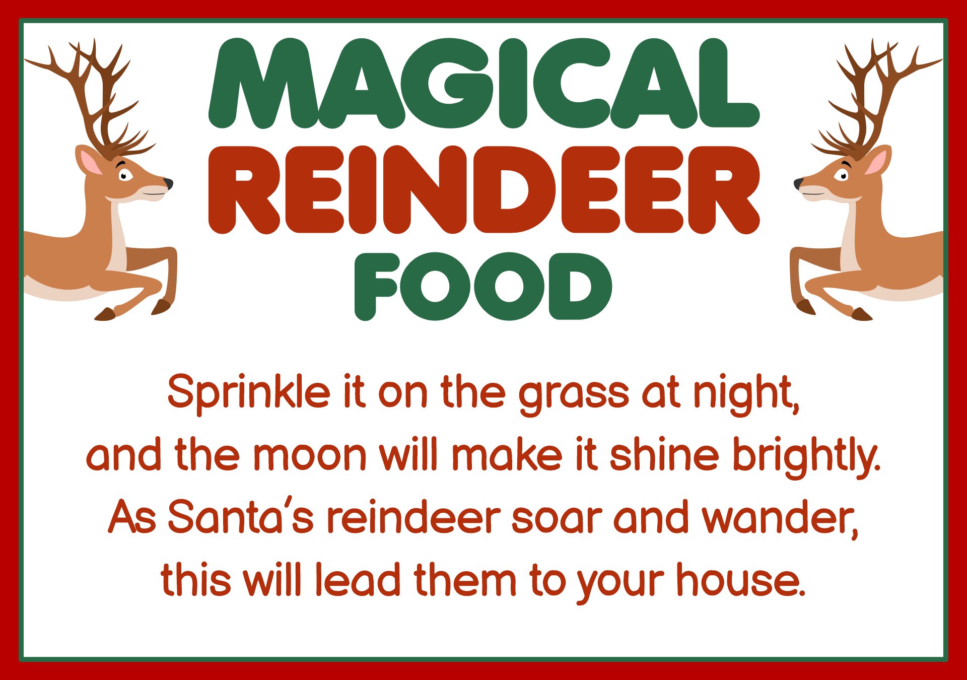 Kids Magic Reindeer Food Craft Printable