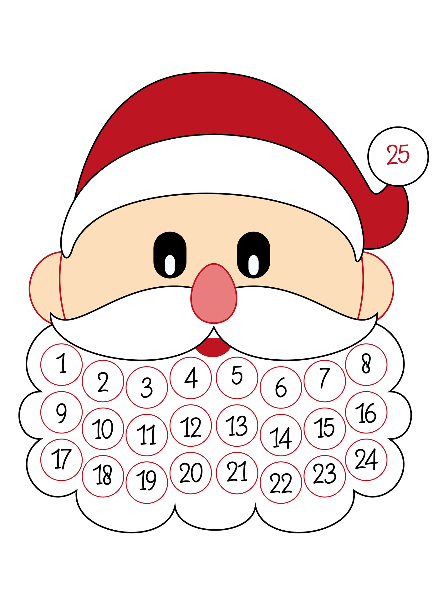 Kids Santa Claus Advent Calendar Printable