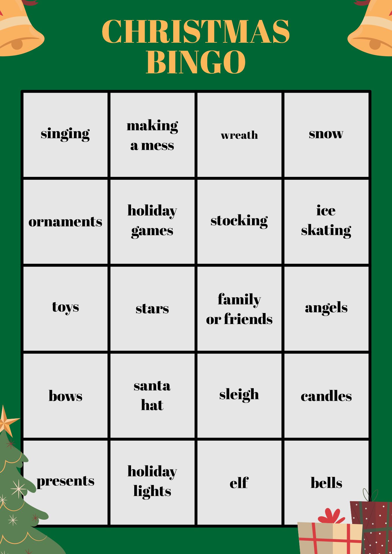 Large Print Christmas Bingo Game