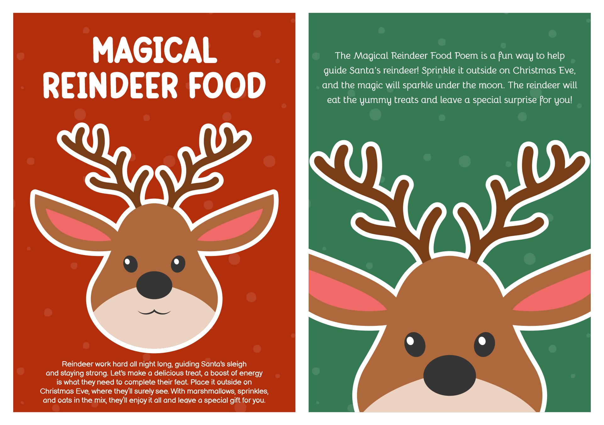 Magical Reindeer Food Poem Cards Printable