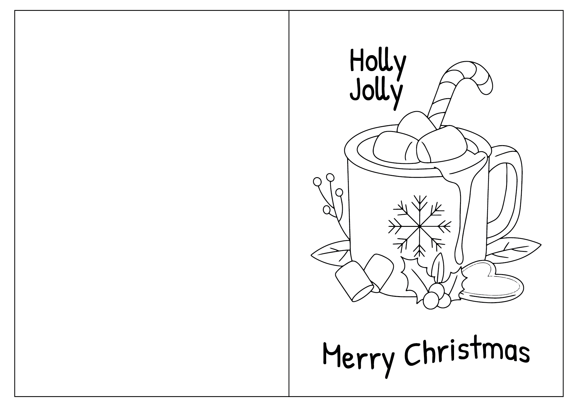 Merry Christmas Printable Folding Cards in Black and White