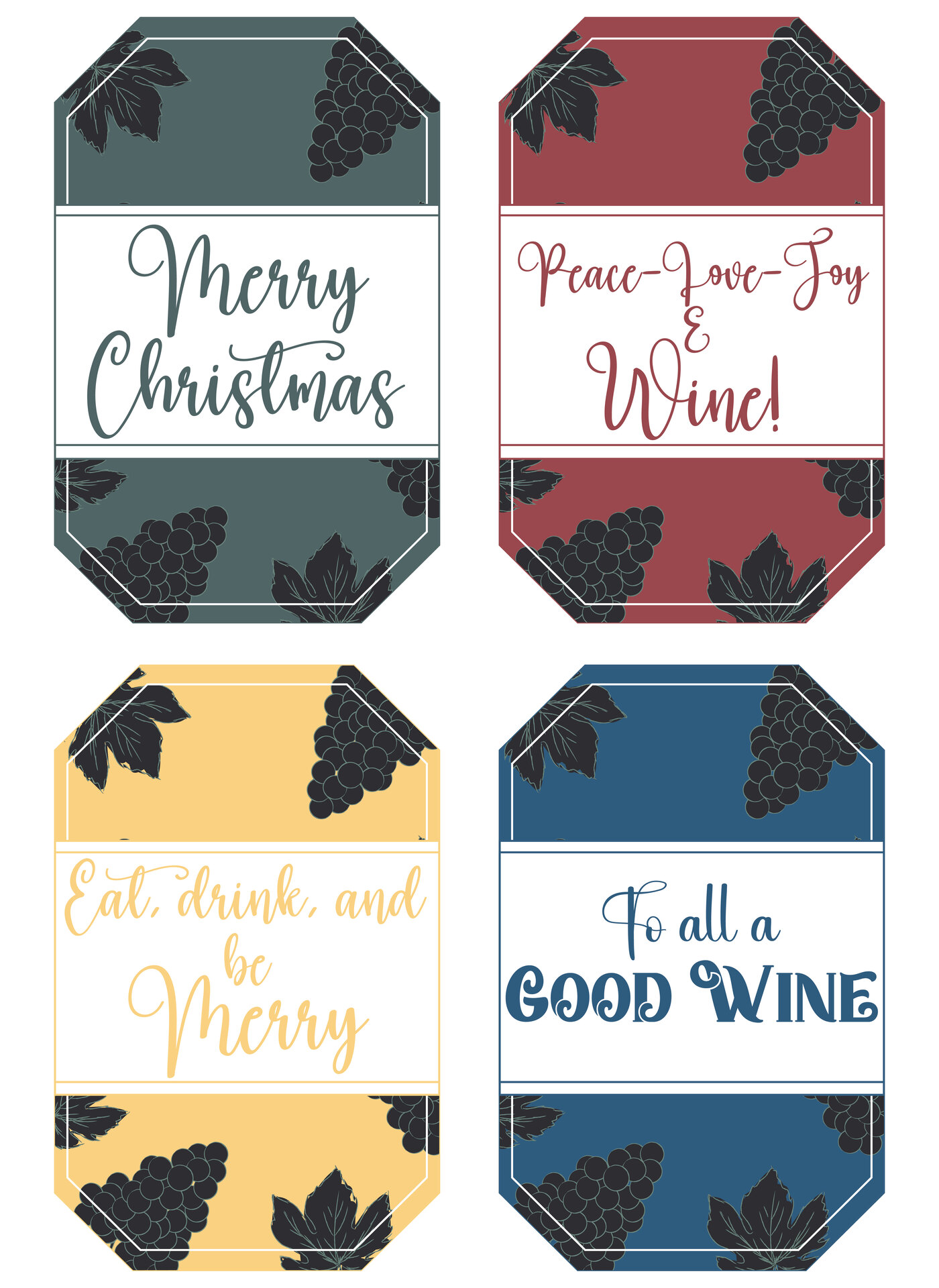 Merry Christmas Tags Printable for Wine Bottles