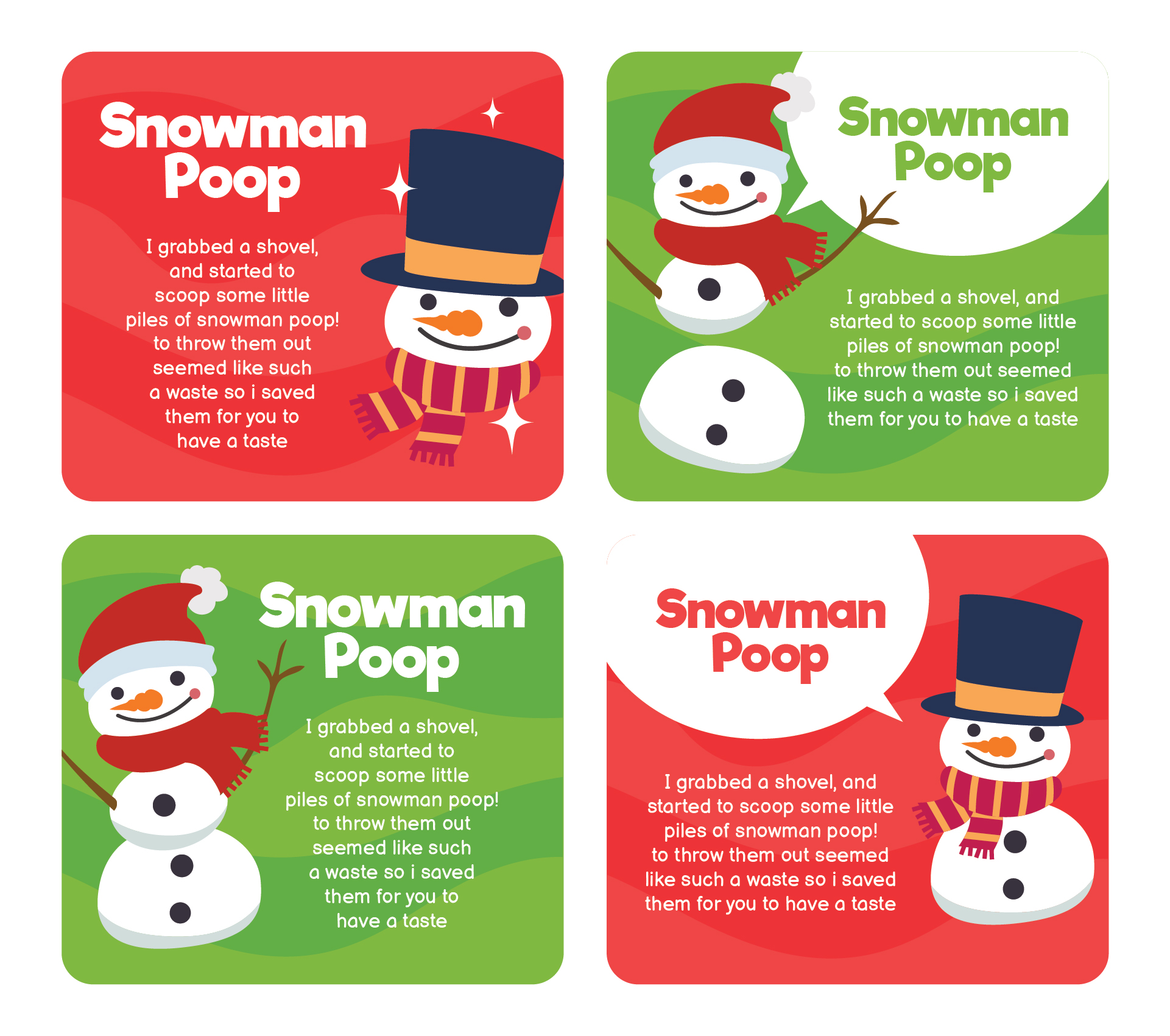 Milk Snowman Soup Elf Poop Tags