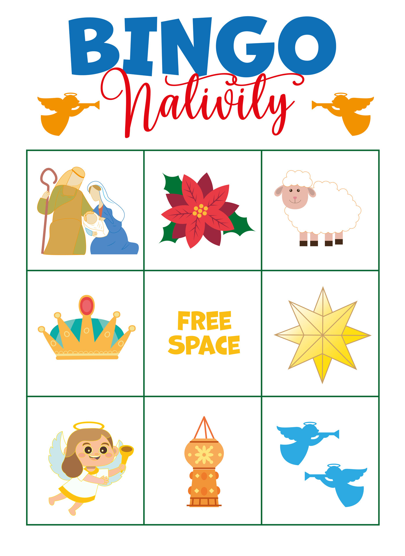 Nativity Christmas Bingo Game for Kids